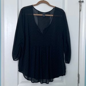 Black torrid blouse with blue polka dots